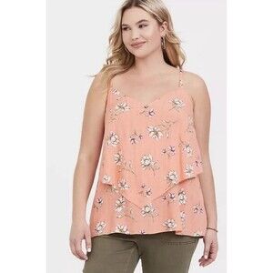 Torrid Orange Peach Floral Tiered Cami Size 2 Or 2X